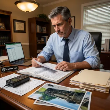 Attorney reviewing truck accident evidence