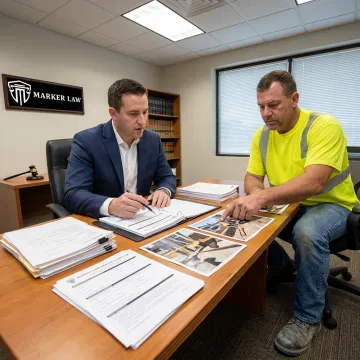 Attorney organizing workers' compensation claim documents