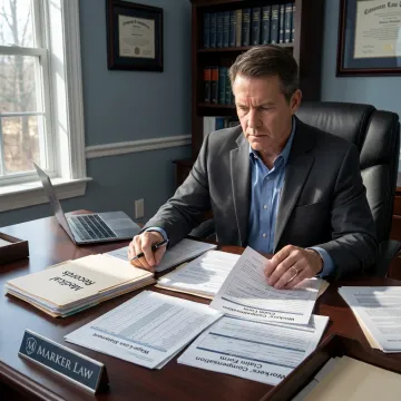 Workers compensation attorney preparing disability claim file