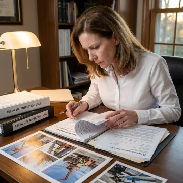 Attorney reviewing construction accident evidence