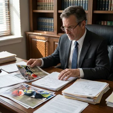 Attorney preparing slip and fall case evidence