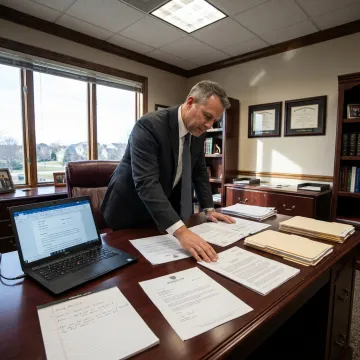 Attorney reviewing motorcycle accident case file