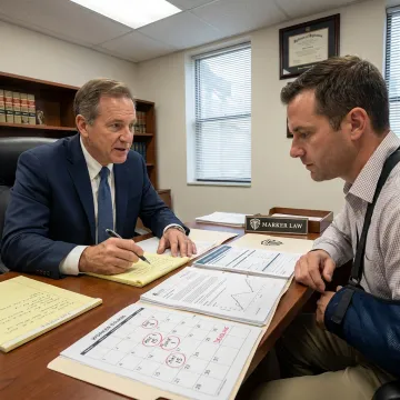 Attorney reviewing workers compensation claim documents