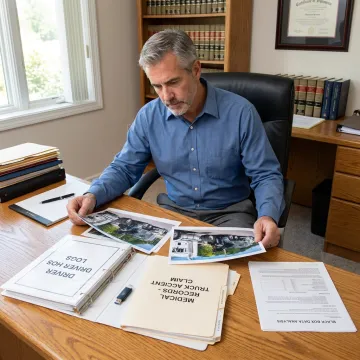 Attorney preparing truck accident case evidence