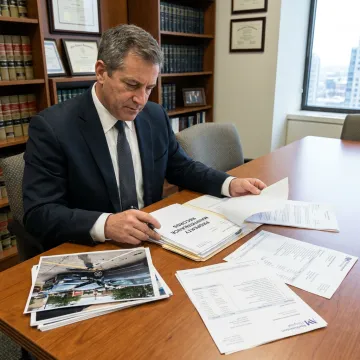Attorney reviewing evidence for premises liability case