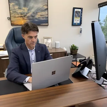 Workers compensation attorney preparing disability claim file