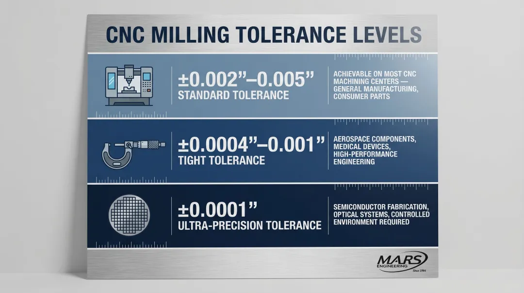 CNC aluminum tolerance tiers by industry aerospace medical and semiconductor precision requirements