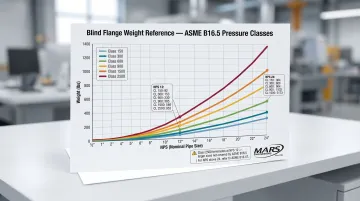 ASME B16.5 blind flange weight chart all six pressure classes NPS comparison table