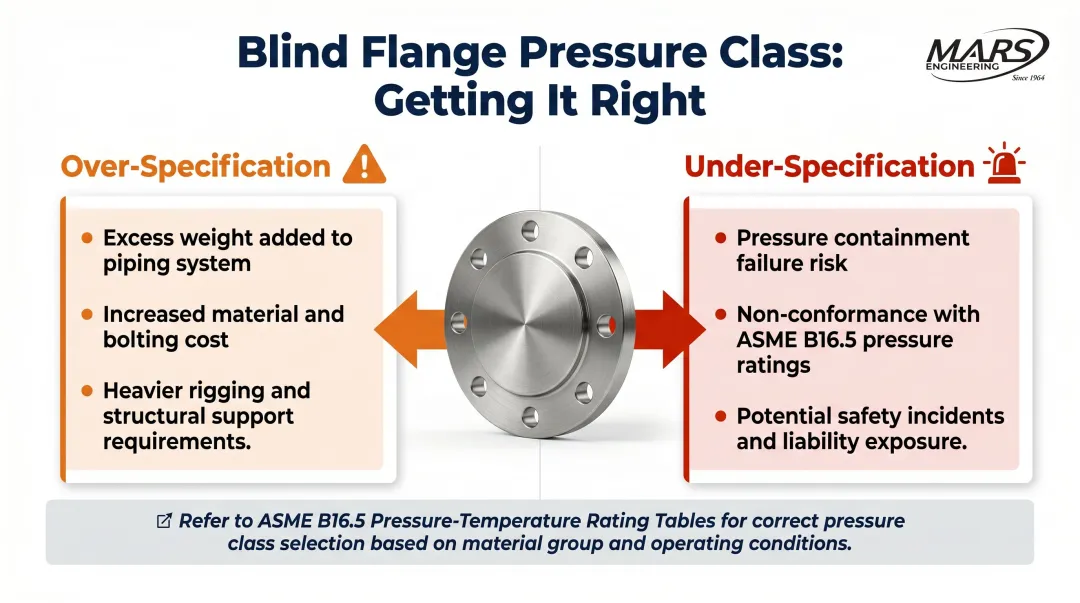 Pressure class over-specification versus under-specification risk consequences comparison infographic