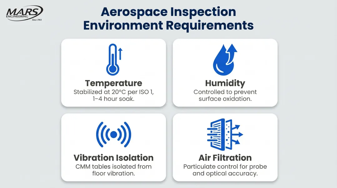 Aerospace inspection environment four requirements temperature humidity vibration air filtration