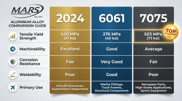 Aerospace aluminum alloys 2024 6061 7075 properties comparison chart