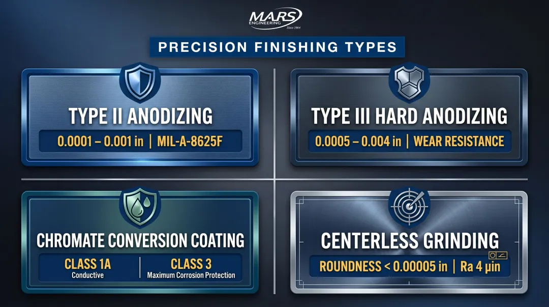 Aerospace aluminum surface finishing types specifications and MIL standard requirements
