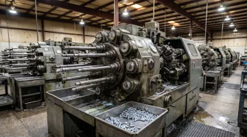 Multi-spindle cam-driven automatic screw machine high-volume production floor