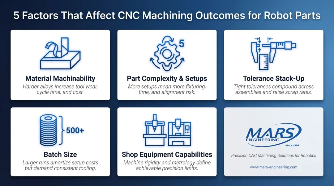 Five key factors affecting CNC machining outcomes for robotic components overview