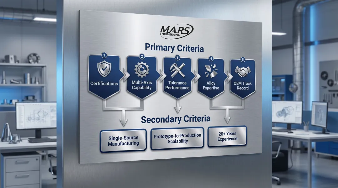 Five primary criteria for qualifying aerospace CNC machining supplier selection process