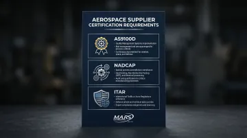 Three aerospace CNC certification types AS9100D NADCAP and ITAR explained infographic