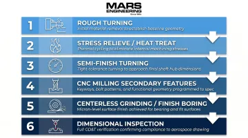 Six-step CNC machining process sequence for aerospace shaft hub manufacturing