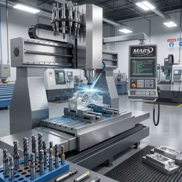 Precision 4-axis CNC milling machine producing custom metal parts