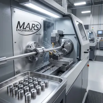 Swiss-type CNC machine producing precision turned parts