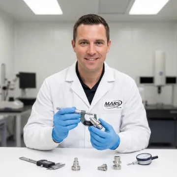 Machined medical components under inspection