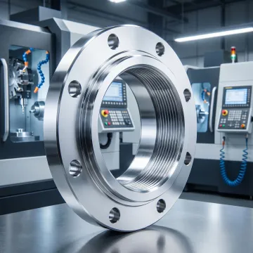 Precision threaded flange machined on CNC equipment