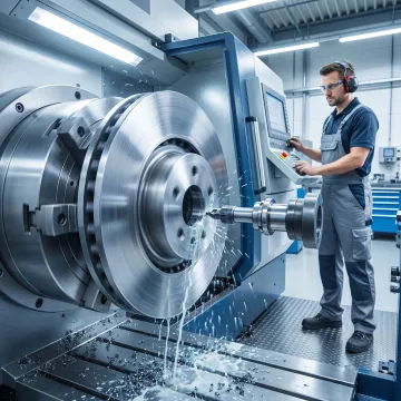 Automotive components being machined on CNC equipment