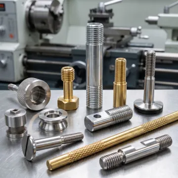 Precision machined custom components on a workbench