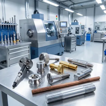 Precision turned metal components in a machine shop
