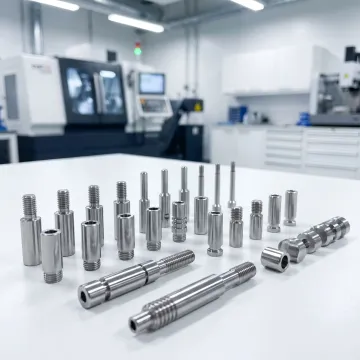 Swiss machined medical components on inspection table