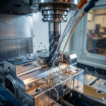 High-precision CNC milling machine producing custom metal parts