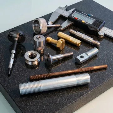 Precision machined aerospace-grade components on inspection table