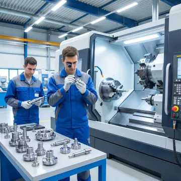 Precision machined turned components in a machine shop