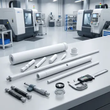 Technician inspecting coated precision components