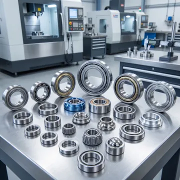 Custom precision bearing components on a machine shop workbench