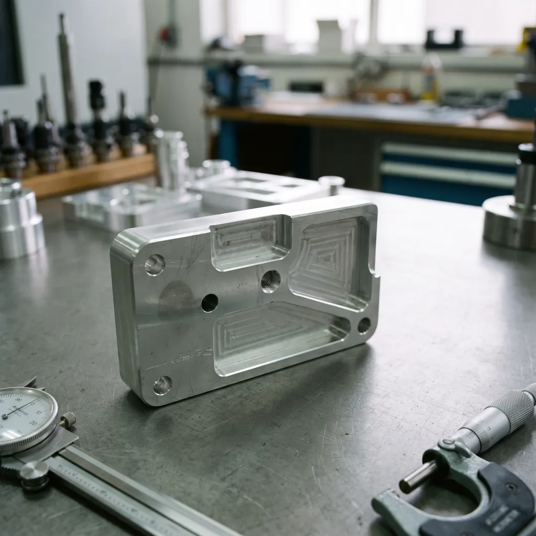 Custom machined CNC milled part with detailed features