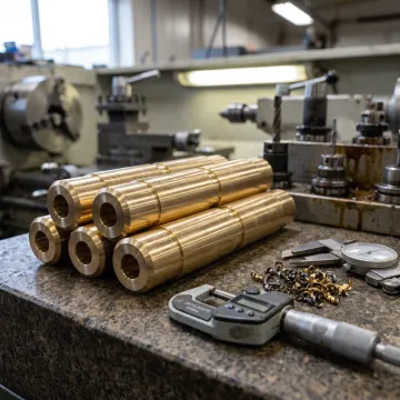 Precision brass shafts in a machine shop