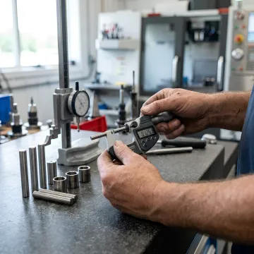 Machined medical components beside precision measuring tools