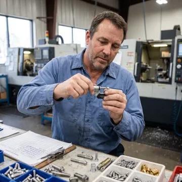 Precision automotive fasteners being inspected