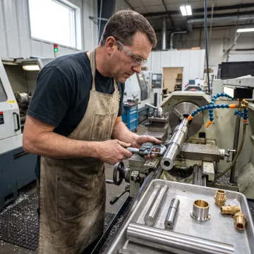 Prototype parts moving through precision manufacturing steps