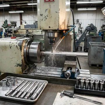 Precision 4-axis CNC milling machine producing custom metal parts