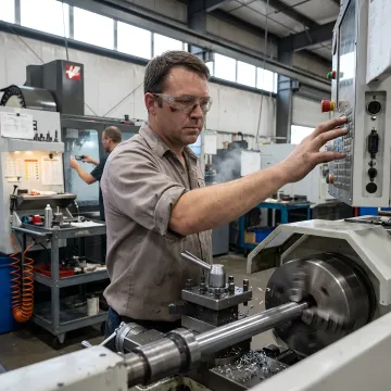 Precision CNC turning and milling machine in operation
