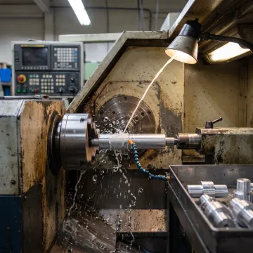 Precision aluminum screw machining in progress