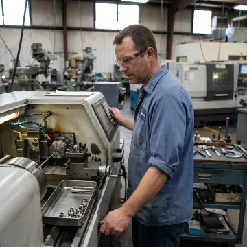 Titanium parts being machined on a Swiss screw machine