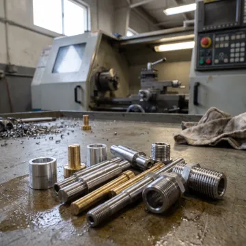 Precision turned metal components in a machine shop