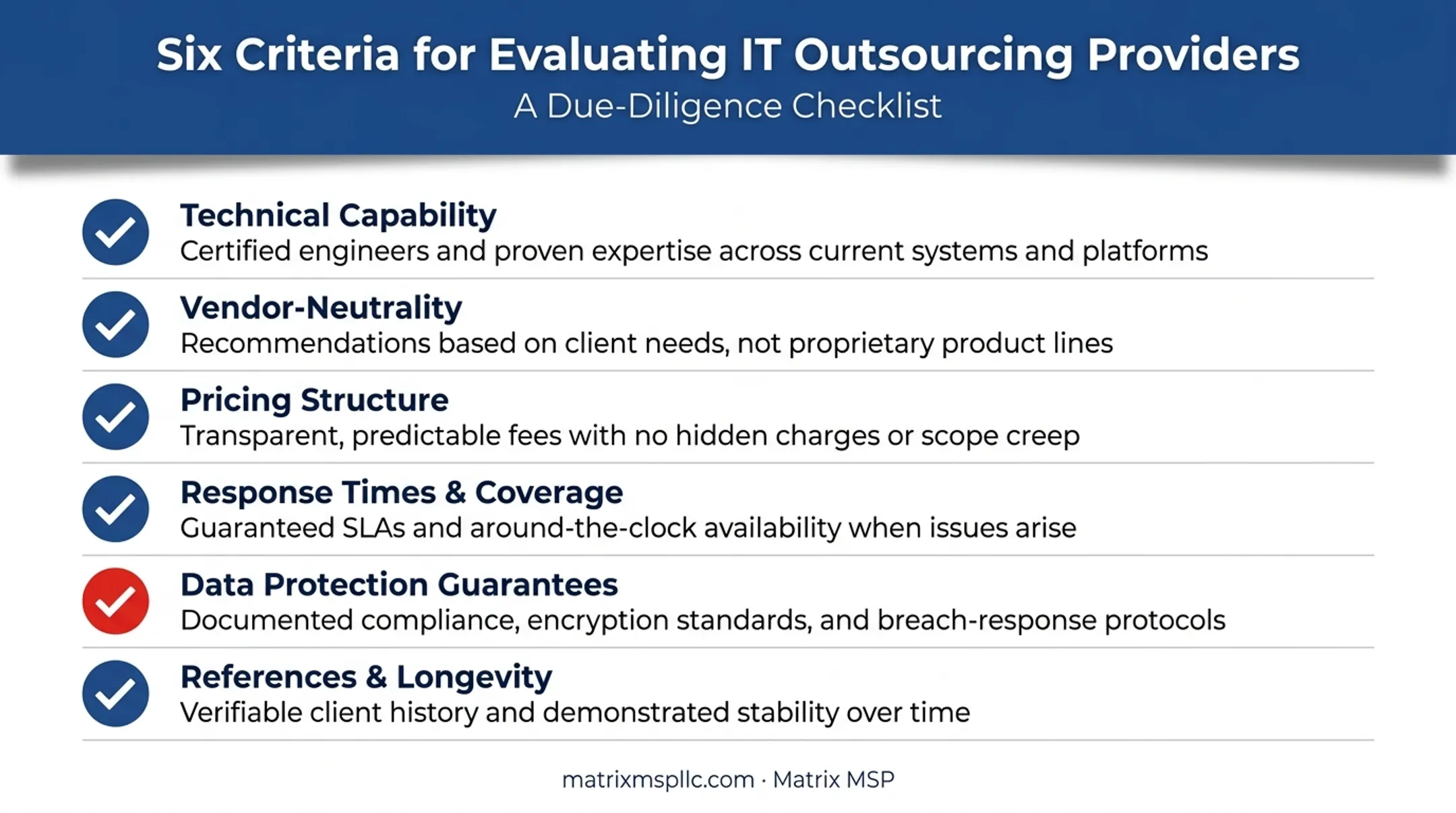 IT outsourcing provider vetting checklist six key evaluation criteria