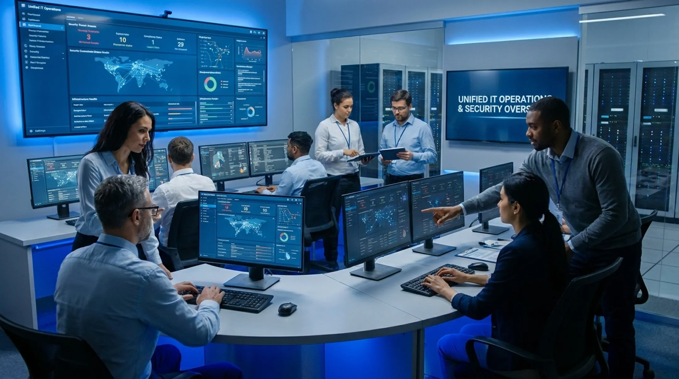 Matrix MSP managed security team monitoring client network dashboard