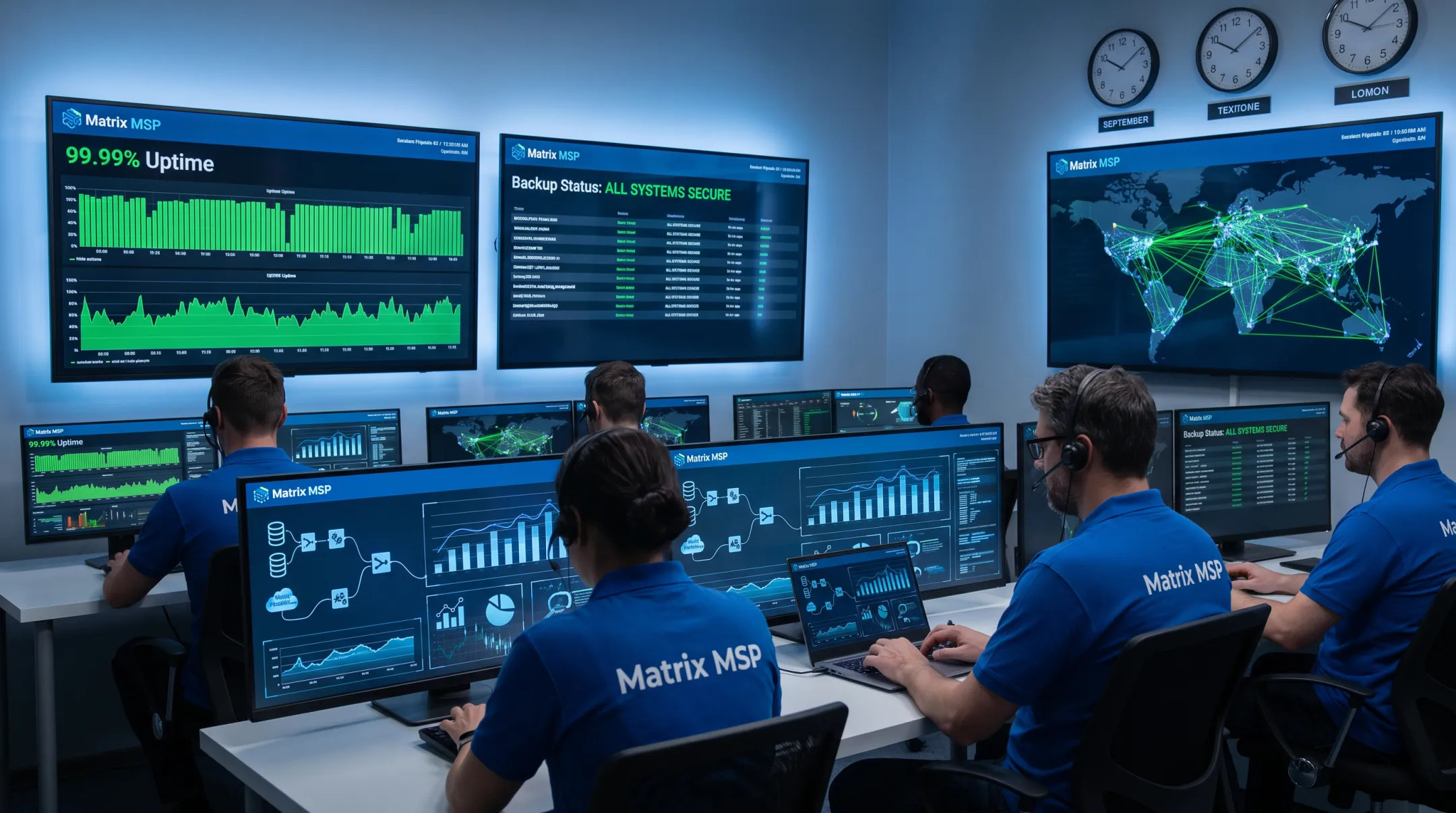 Matrix MSP network operations center monitoring client backup systems