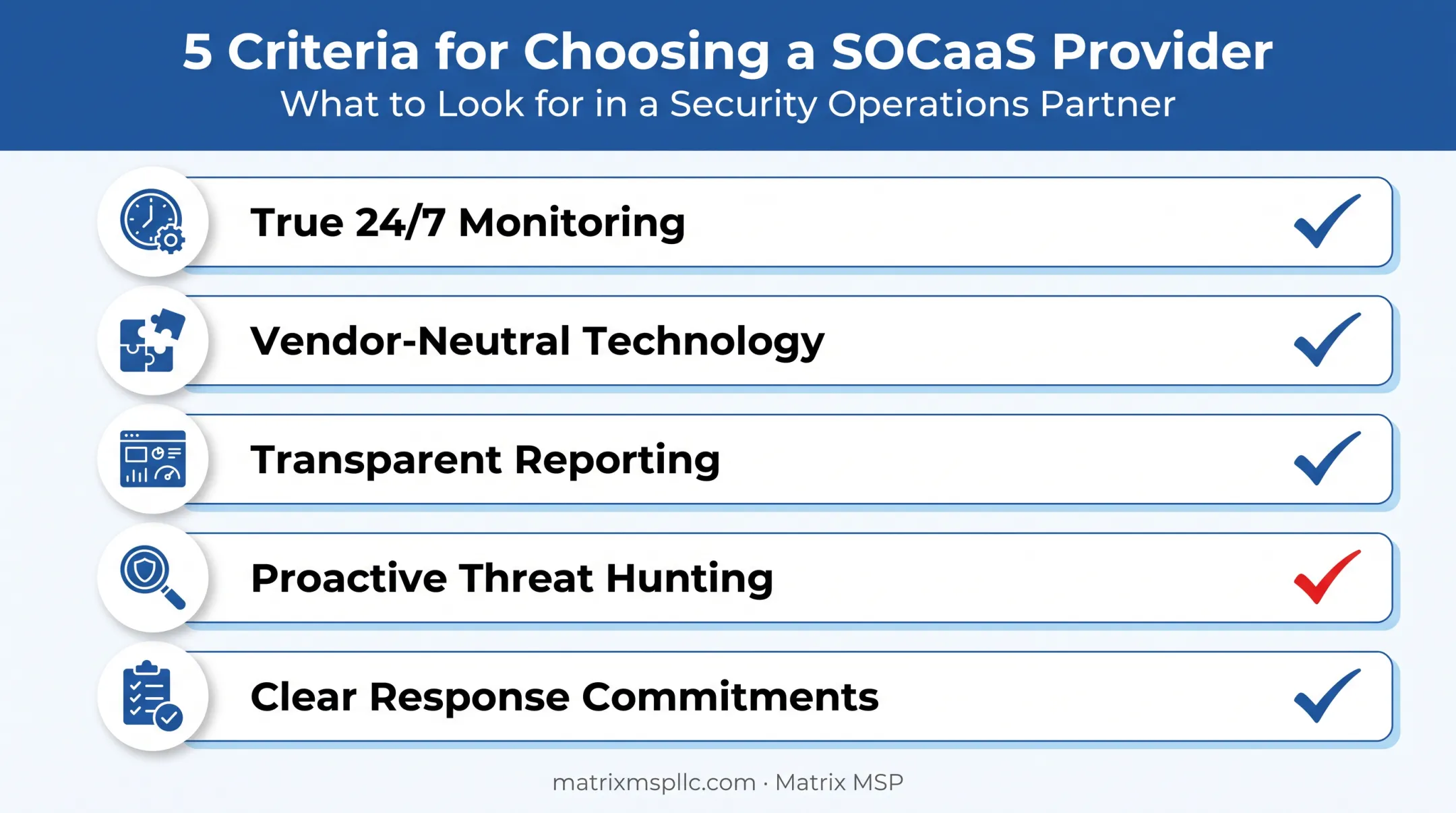 Five key criteria for evaluating SOCaaS providers checklist
