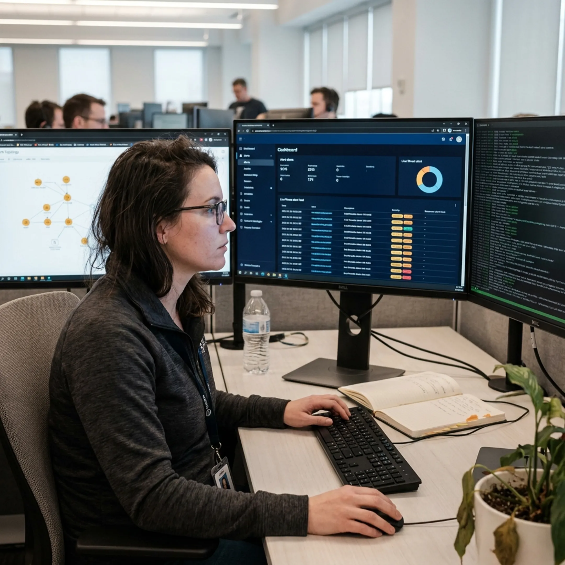 IT professional monitoring cybersecurity alerts