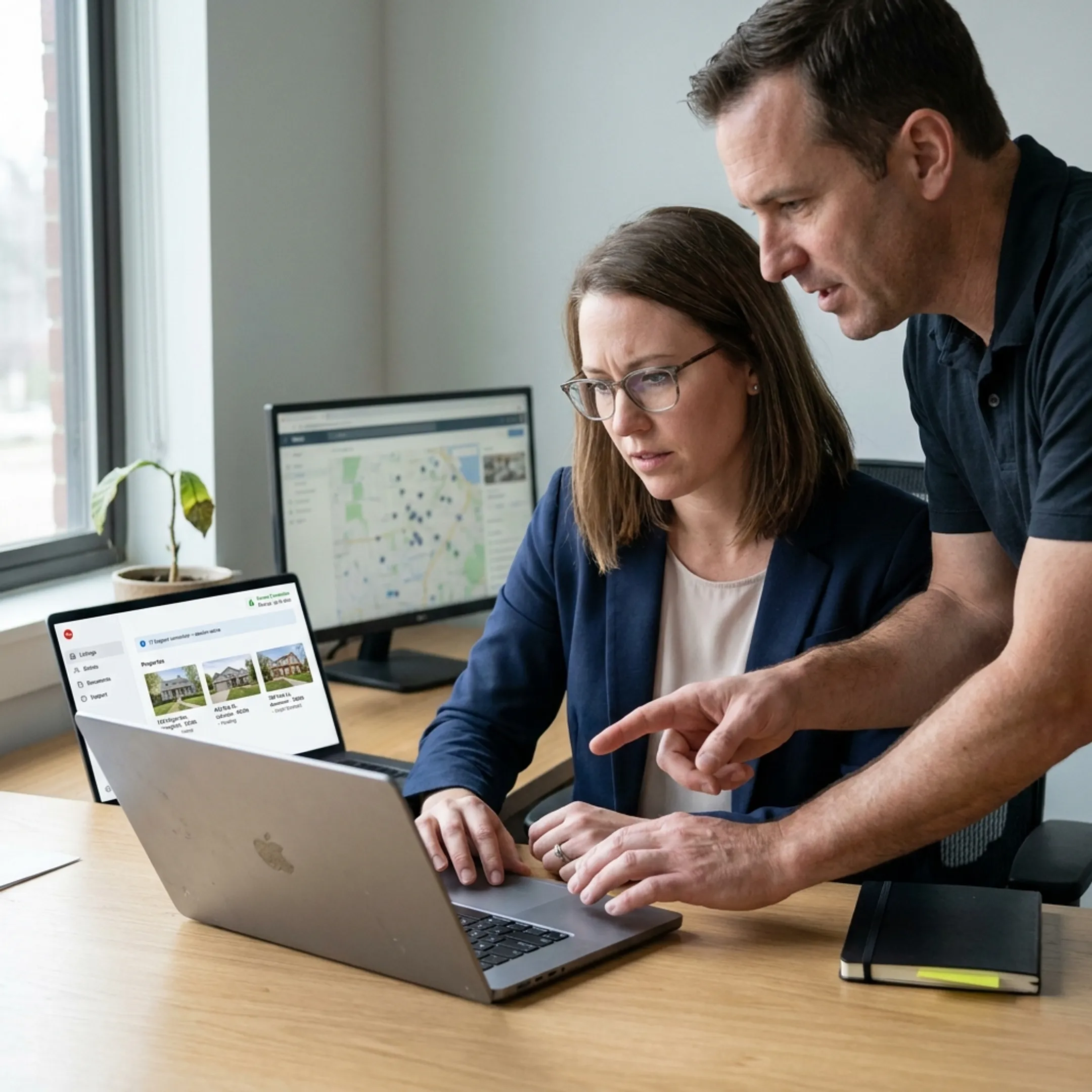 Real estate professional using secure business technology